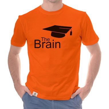 Herren T-Shirt - The Brain weiss-schwarz 5XL