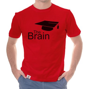 Herren T-Shirt - The Brain weiss-schwarz 5XL