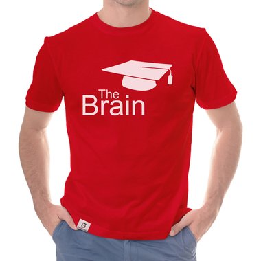 Herren T-Shirt - The Brain weiss-schwarz 5XL