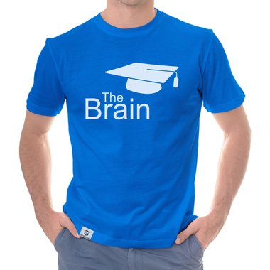 Herren T-Shirt - The Brain weiss-schwarz 5XL