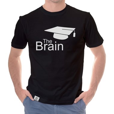Herren T-Shirt - The Brain weiss-schwarz 5XL