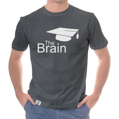 Herren T-Shirt - The Brain weiss-schwarz 5XL