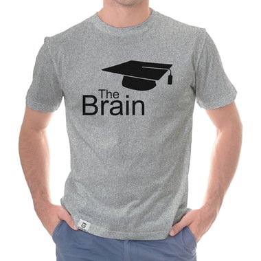 Herren T-Shirt - The Brain weiss-schwarz 5XL