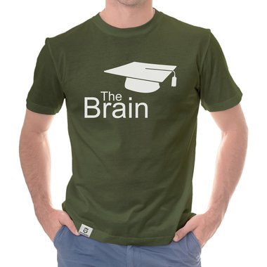 Herren T-Shirt - The Brain weiss-schwarz 5XL