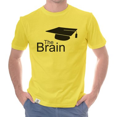 Herren T-Shirt - The Brain weiss-schwarz 5XL