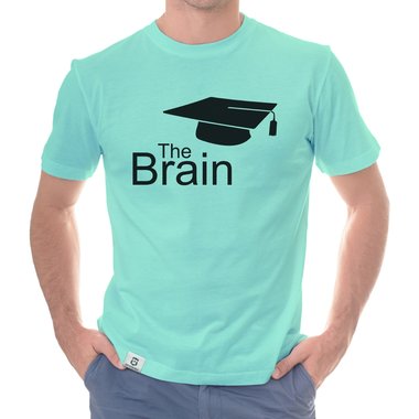 Herren T-Shirt - The Brain weiss-schwarz 5XL
