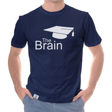 Herren T-Shirt - The Brain weiss-schwarz 5XL