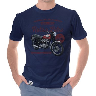 Herren T-Shirt - Retro Bike dunkelblau-rot S