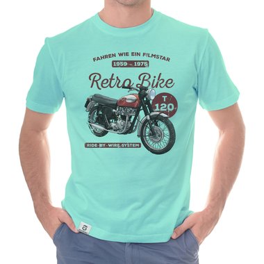 Herren T-Shirt - Retro Bike dunkelblau-rot S