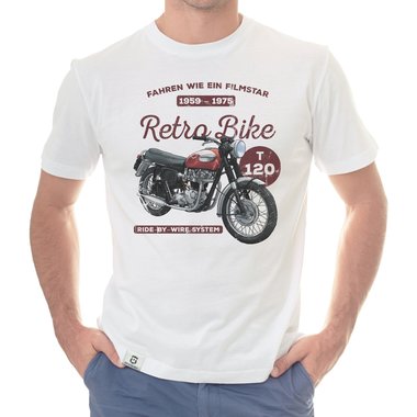 Herren T-Shirt - Retro Bike dunkelblau-rot S