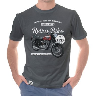 Herren T-Shirt - Retro Bike dunkelblau-rot S
