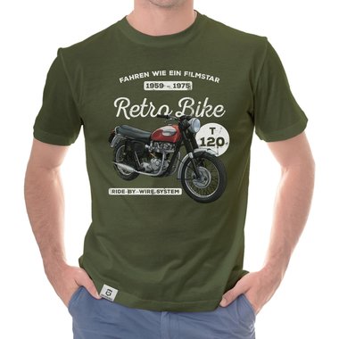 Herren T-Shirt - Retro Bike dunkelblau-rot S