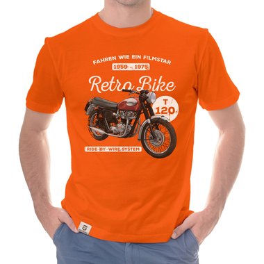 Herren T-Shirt - Retro Bike dunkelblau-rot S