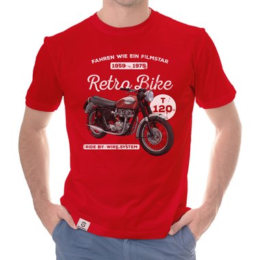 Herren T-Shirt - Retro Bike dunkelblau-rot S