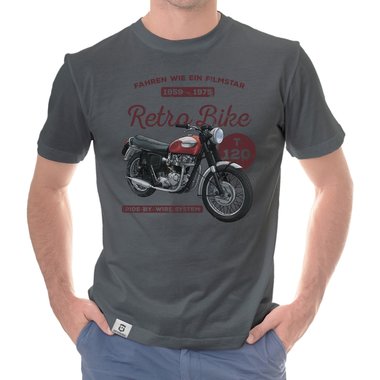 Herren T-Shirt - Retro Bike dunkelblau-rot S