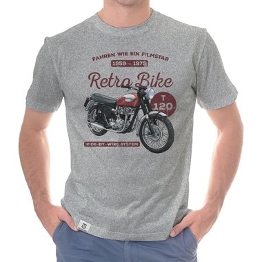Herren T-Shirt - Retro Bike dunkelblau-rot S