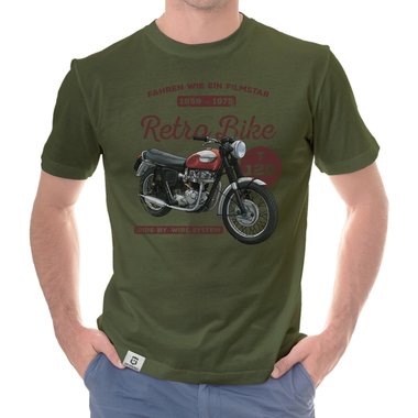 Herren T-Shirt - Retro Bike dunkelblau-rot S