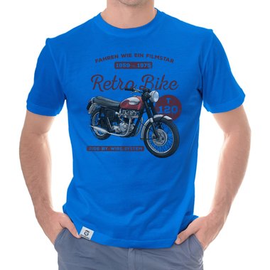 Herren T-Shirt - Retro Bike dunkelblau-rot S