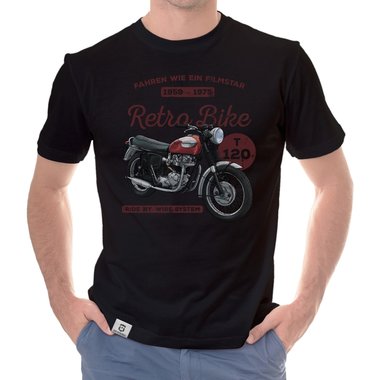 Herren T-Shirt - Retro Bike dunkelblau-rot S