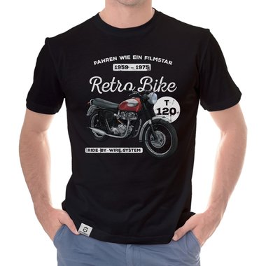 Herren T-Shirt - Retro Bike schwarz-weiss 5XL