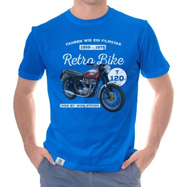 Herren T-Shirt - Retro Bike schwarz-weiss 5XL