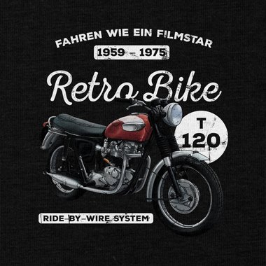 Herren T-Shirt - Retro Bike schwarz-weiss 5XL