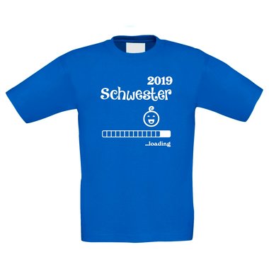 Kinder T-Shirt - Schwester 2019 loading dunkelblau-weiss 98-104