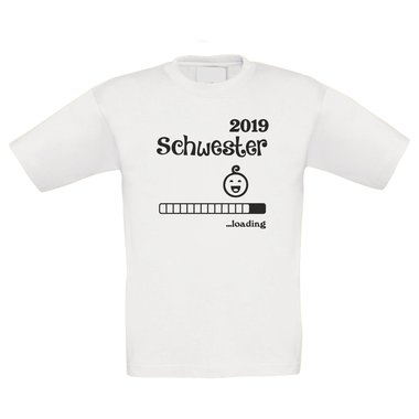 Kinder T-Shirt - Schwester 2019 loading dunkelblau-weiss 98-104