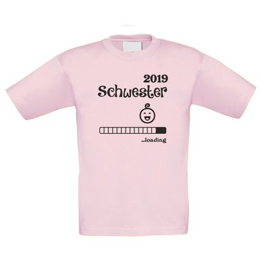 Kinder T-Shirt - Schwester 2019 loading weiss-schwarz 152-164