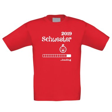 Kinder T-Shirt - Schwester 2019 loading weiss-schwarz 152-164