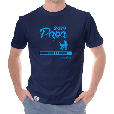 Herren T-Shirt - Papa 2019 loading dunkelblau-cyan S