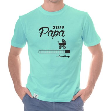 Herren T-Shirt - Papa 2019 loading dunkelblau-cyan S