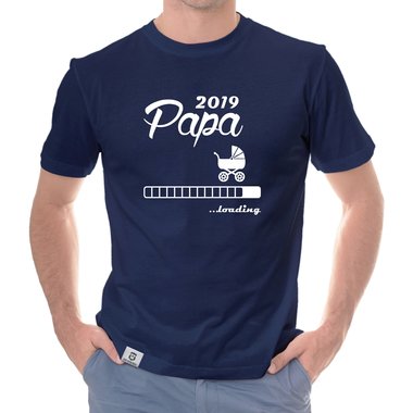 Herren T-Shirt - Papa 2019 loading dunkelblau-cyan S
