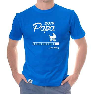 Herren T-Shirt - Papa 2019 loading dunkelblau-cyan S