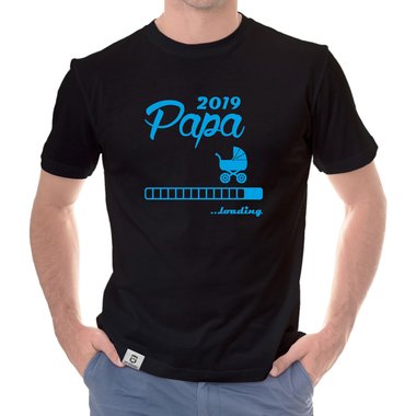 Herren T-Shirt - Papa 2019 loading dunkelblau-cyan S