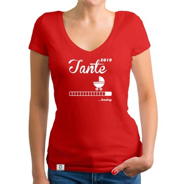 Damen T-Shirt V-Ausschnitt - Tante 2019 loading weiss-schwarz XXL
