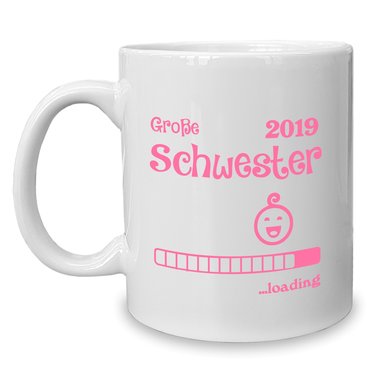 Kaffeebecher - Tasse - Groe Schwester 2019 loading weiss-rosa