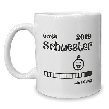 Kaffeebecher - Tasse - Groe Schwester 2019 loading weiss-rosa