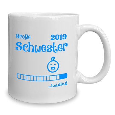 Kaffeebecher - Tasse - Groe Schwester 2019 loading weiss-rosa