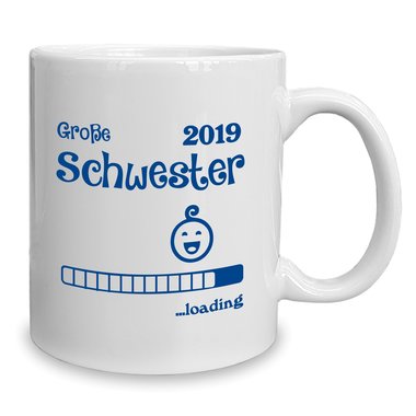 Kaffeebecher - Tasse - Groe Schwester 2019 loading weiss-rosa