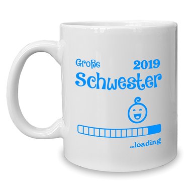 Kaffeebecher - Tasse - Groe Schwester 2019 loading weiss-rosa
