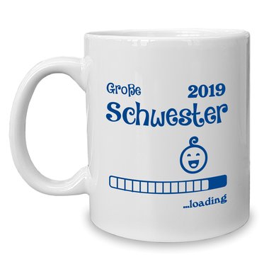 Kaffeebecher - Tasse - Groe Schwester 2019 loading weiss-rosa