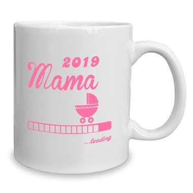 Kaffeebecher - Tasse - Mama 2019 loading weiss-rosa