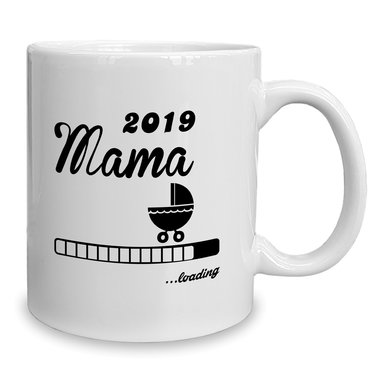 Kaffeebecher - Tasse - Mama 2019 loading weiss-rosa