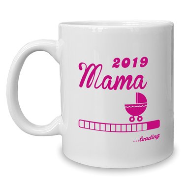 Kaffeebecher - Tasse - Mama 2019 loading weiss-rosa