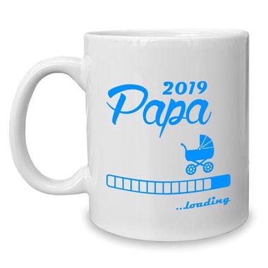 Kaffeebecher - Tasse - Papa 2019 loading weiss-cyan