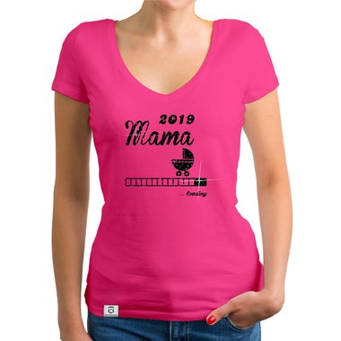 Damen T-Shirt V-Ausschnitt - Glitzer - Mama 2019 loading