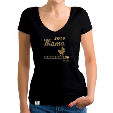 Damen T-Shirt V-Ausschnitt - Glitzer - Mama 2019 loading