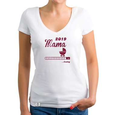 Damen T-Shirt V-Ausschnitt - Glitzer - Mama 2019 loading