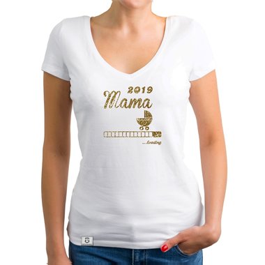 Damen T-Shirt V-Ausschnitt - Glitzer - Mama 2019 loading